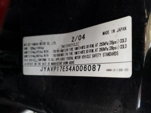 2004 YAMAHA XV1700 A JYAVP17E54A006087