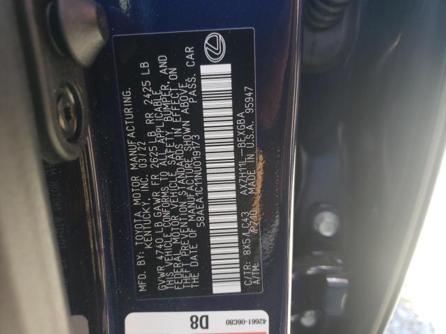 2022 LEXUS ES 300H BA 58AEA1C11NU019173