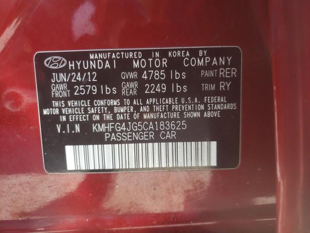 HYUNDAI AZERA 2012 RED Photo 10