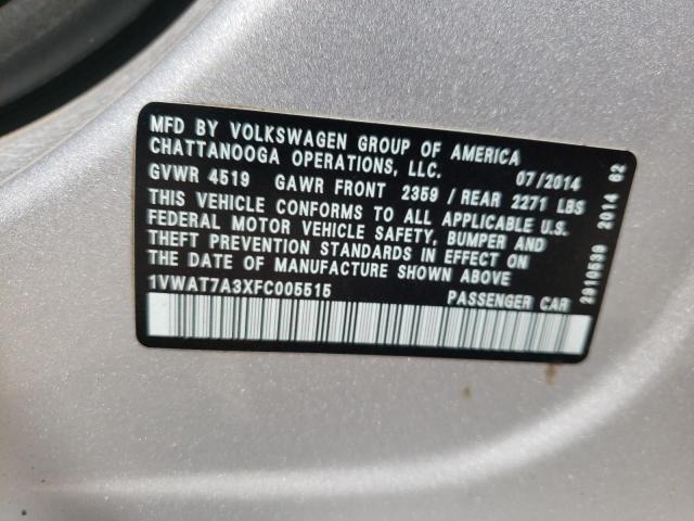 2015 VOLKSWAGEN PASSAT KOM 1VWAT7A3XFC005515