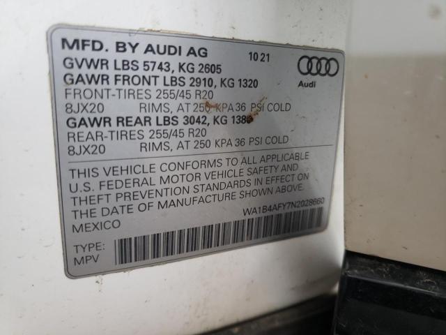 2022 AUDI SQ5 PREMIU WA1B4AFY7N2028660