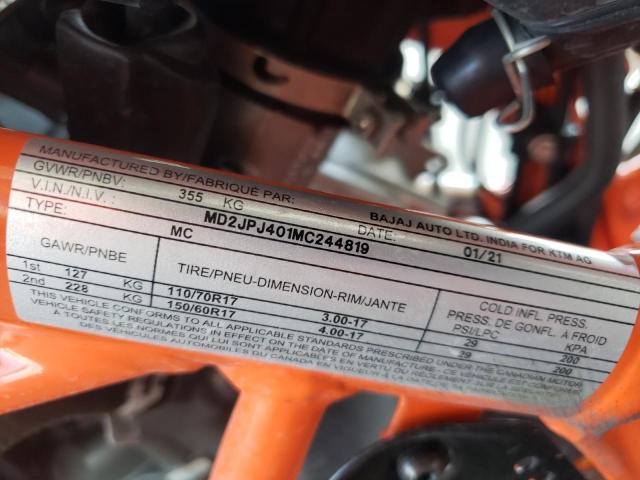 2021 KTM 390 DUKE MD2JPJ401MC244819