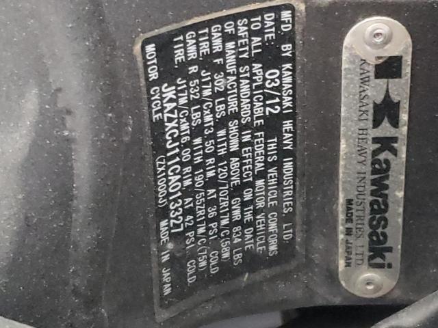 2012 KAWASAKI ZX1000 J JKAZXCJ11CA013327