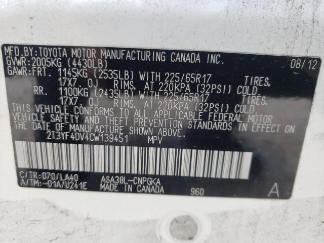 2012 TOYOTA RAV4 LIMIT - 2T3YF4DV4CW139451