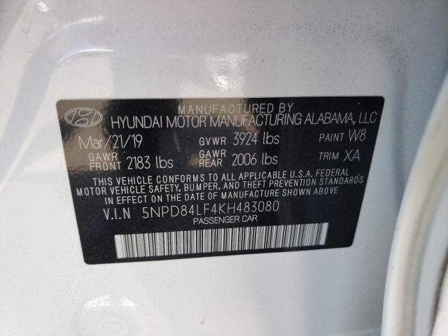5NPD84LF4KH483080 Hyundai ELANTRA SEL