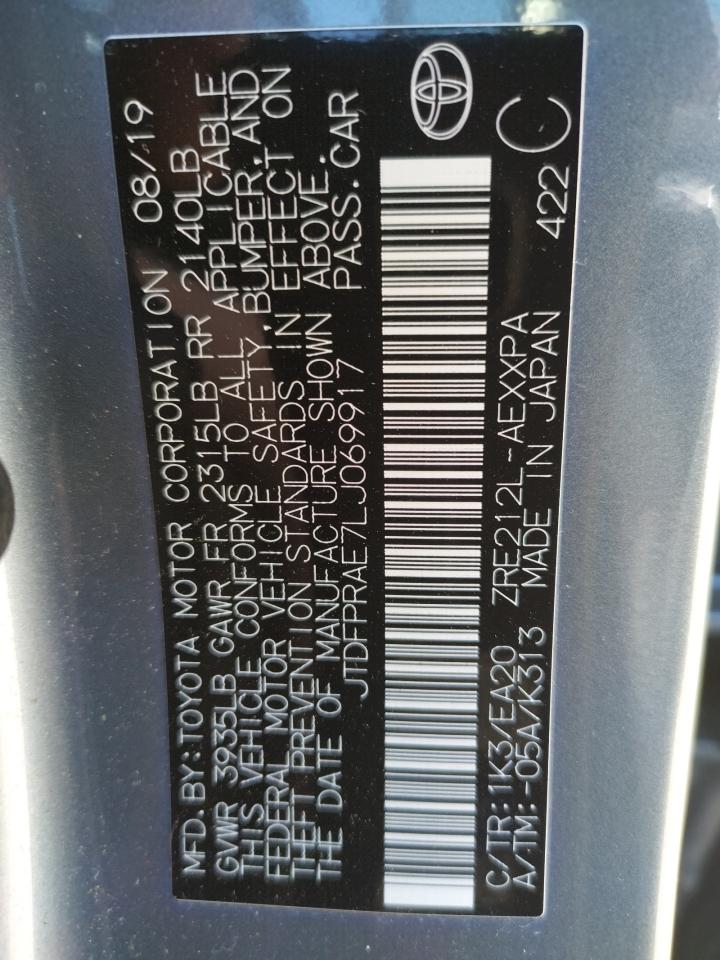 JTDFPRAE7LJ069917 TOYOTA COROLLA 2020