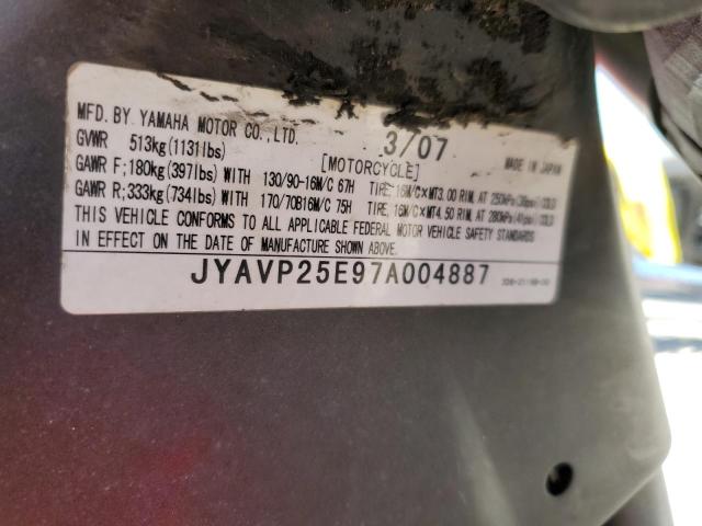 2007 YAMAHA XVS1300 CT JYAVP25E97A004887