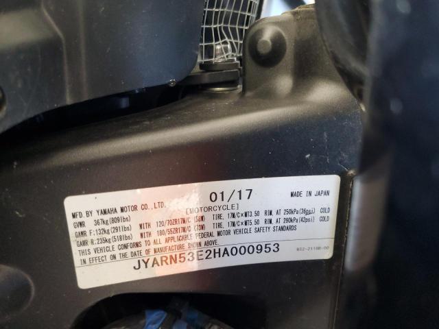 2017 YAMAHA FZ09 JYARN53E2HA000953