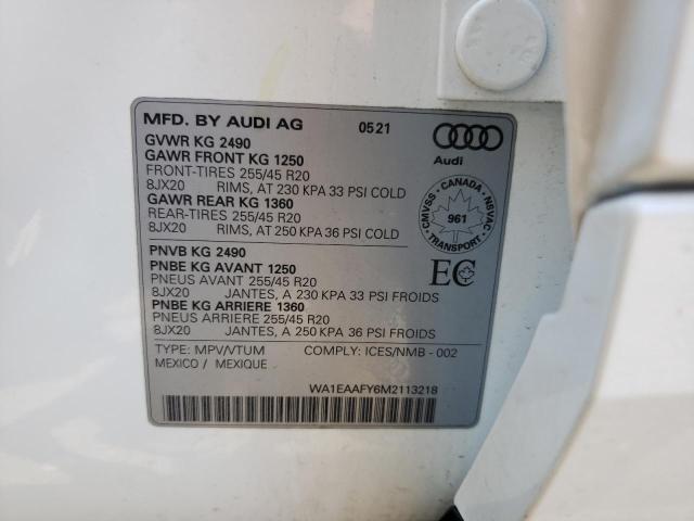 2021 AUDI Q5 PROGRES WA1EAAFY6M2113218