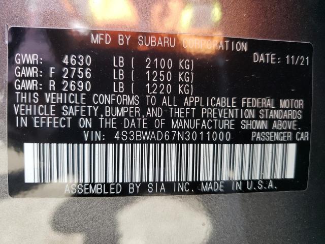 2022 SUBARU LEGACY PRE 4S3BWAD67N3011000
