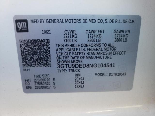 2022 GMC SIERRA LIM 3GTU9DED8NG104541