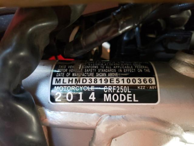 2014 HONDA CRF250 L MLHMD3819E5100366