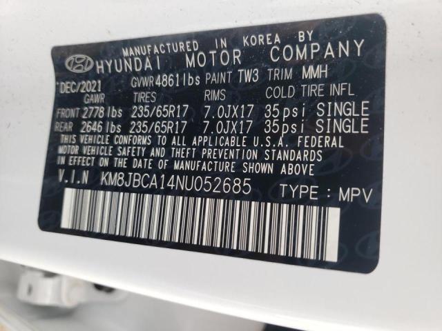 2022 HYUNDAI TUCSON BLU KM8JBCA14NU052685