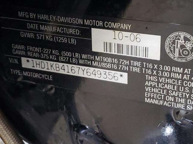 2007 HARLEY-DAVIDSON FLHX 1HD1KB4167Y649356
