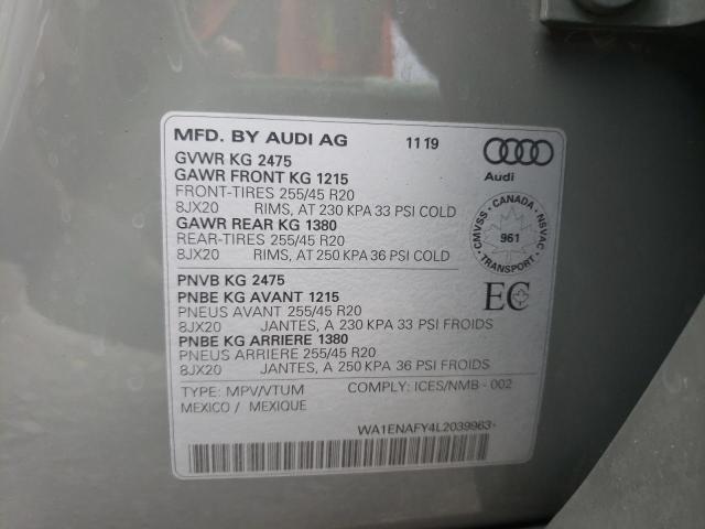 2020 AUDI Q5 TITANIU WA1ENAFY4L2039963