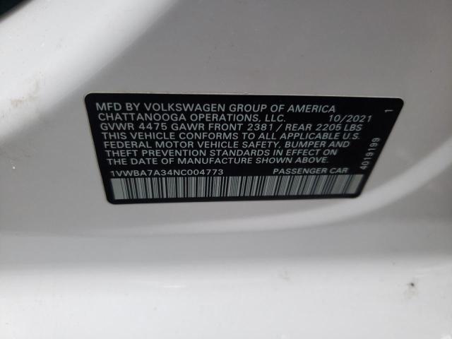 2022 VOLKSWAGEN PASSAT LIM 1VWBA7A34NC004773