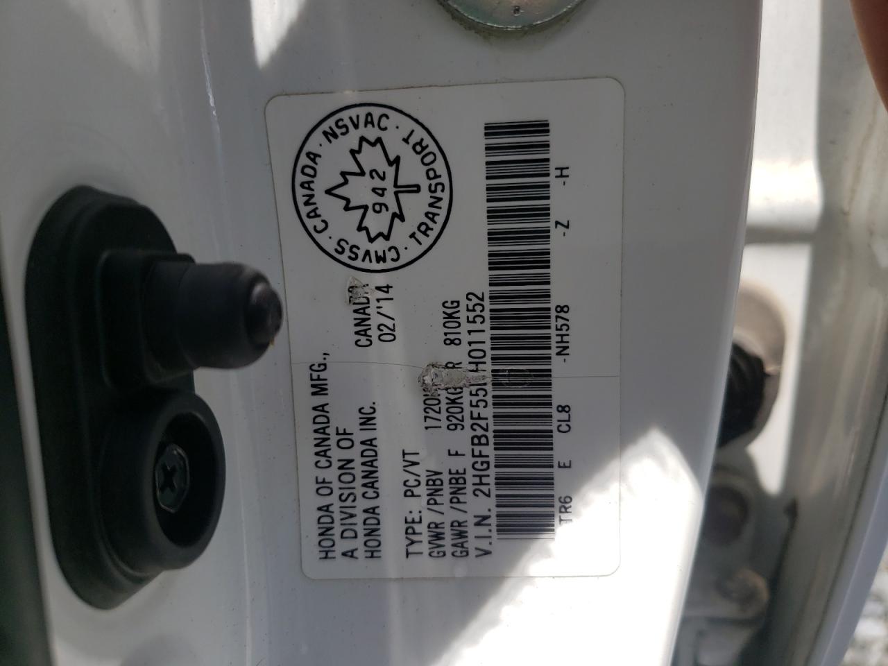 2014 Honda Civic Lx VIN: 2HGFB2F55EH011552 Lot: 62024645