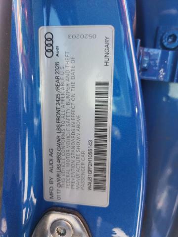 2017 AUDI S3 PREMIUM WAUB1GFF2H1055143