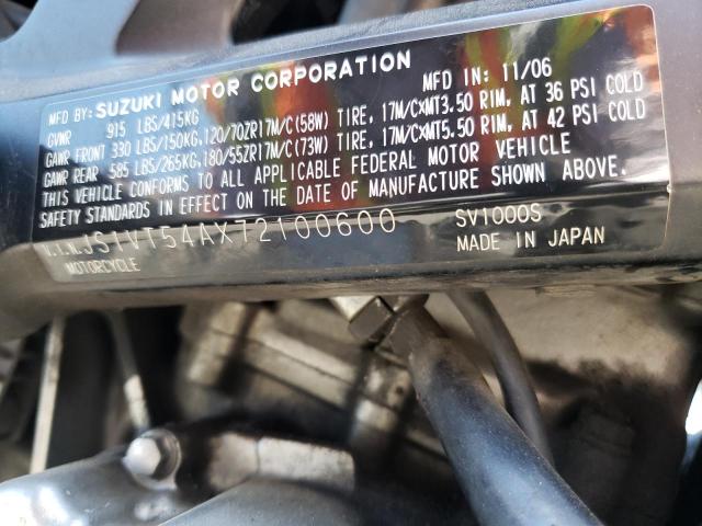 2007 SUZUKI SV1000 S JS1VT54AX72100600