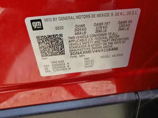 2022 CHEVROLET EQUINOX RS 3GNAXMEV4NS116496