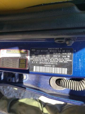 3KPA24AB0JE085775 KIA RIO LX