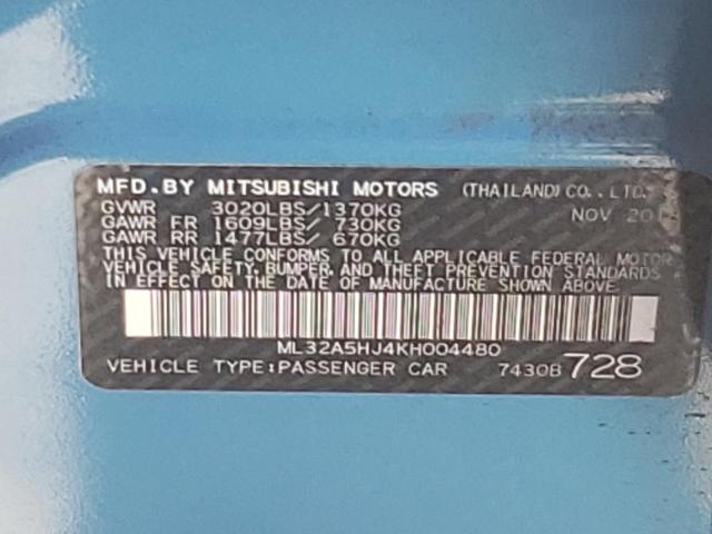 2019 MITSUBISHI MIRAGE LE ML32A5HJ4KH004480