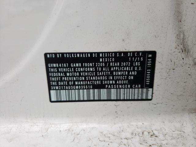 2016 VOLKSWAGEN GOLF S/SE 3VW217AU3GM035510