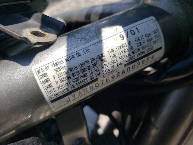 2002 YAMAHA FZS10 JYARN07E92A003854