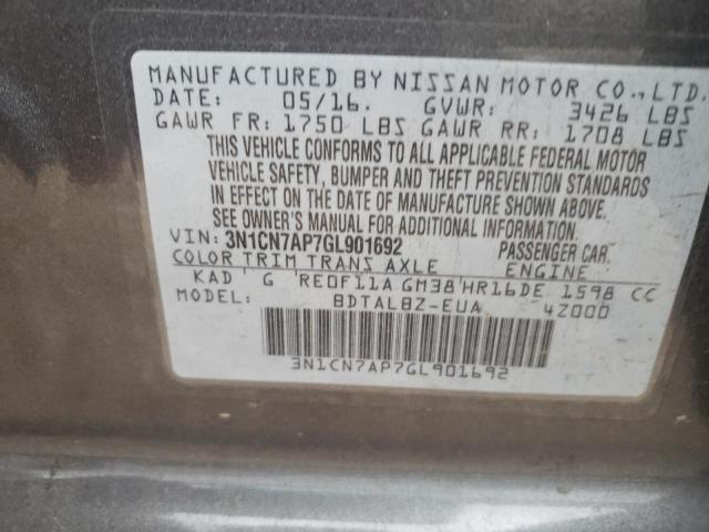 2016 NISSAN VERSA S - 3N1CN7AP7GL901692