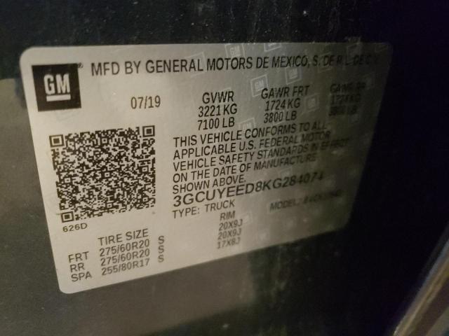 2019 CHEVROLET SILVRK1500 3GCUYEED8KG284074