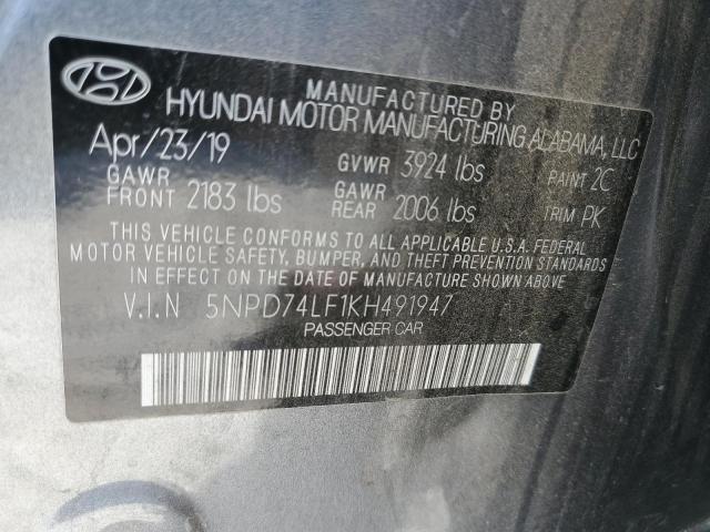 2019 HYUNDAI ELANTRA SE 5NPD74LF1KH491947