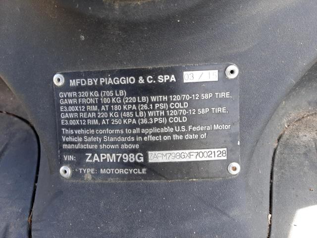 2015 PIAGGIO FLY 150 ZAPM798GXF7002128