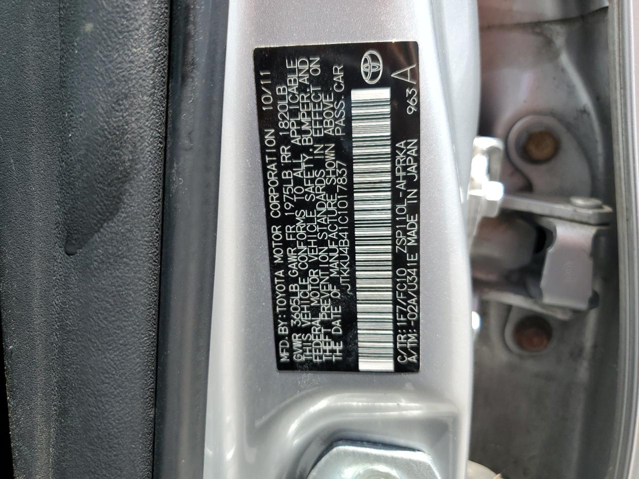 JTKKU4B41C1017837 2012 Toyota Scion Xd