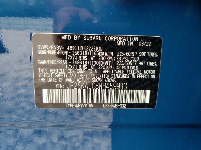 2022 SUBARU FORESTER W JF2SKALC8NH459933
