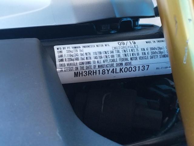 2020 YAMAHA YZFR3 A MH3RH18Y4LK003137