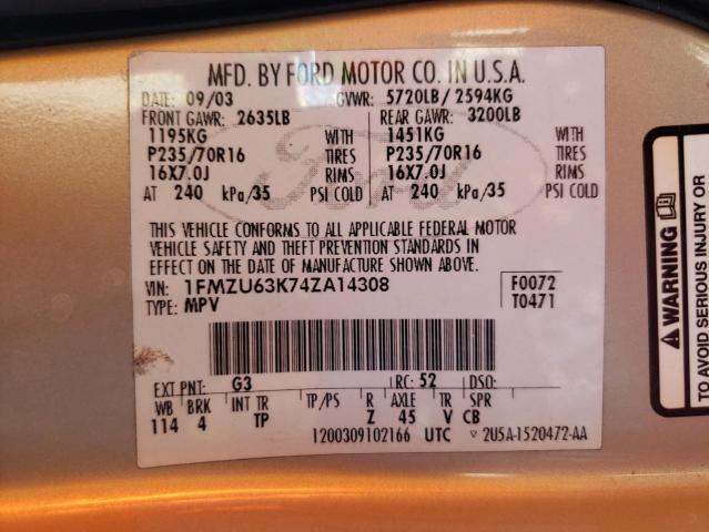 2004 Ford Explorer Xlt VIN: 1FMZU63K74ZA14308 Lot: 48889814