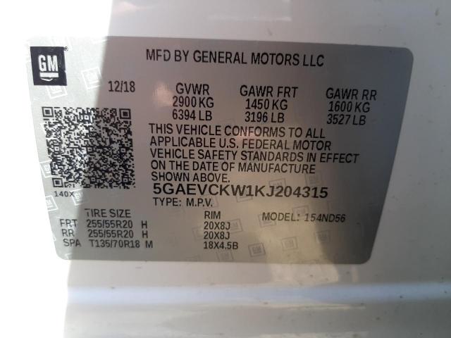 2019 BUICK ENCLAVE AV 5GAEVCKW1KJ204315