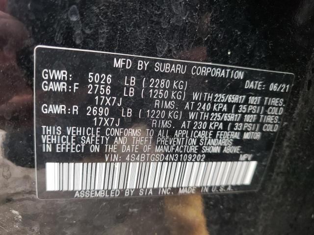 2022 SUBARU OUTBACK WI 4S4BTGSD4N3109202