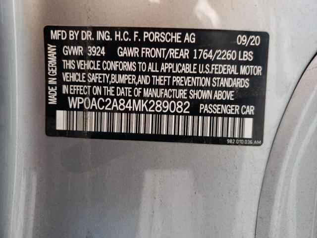2021 PORSCHE CAYMAN GT4 WP0AC2A84MK289082