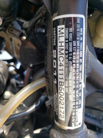 2011 HONDA CBR250 R MLHMC4111B5002172
