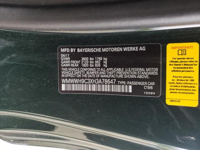2017 MINI COOPER JOH WMWWH9C3XH3A78647