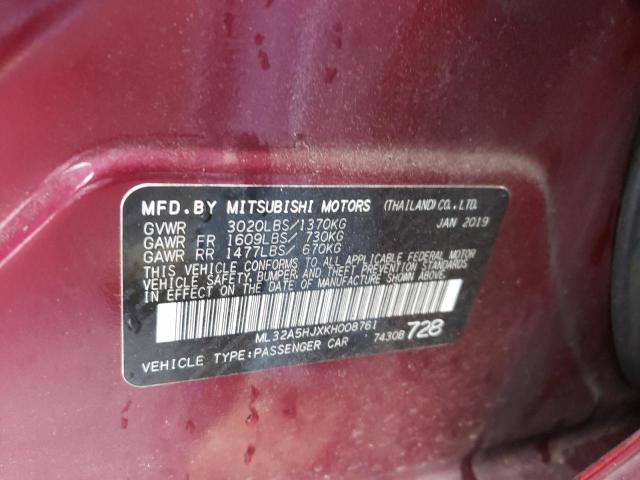 2019 MITSUBISHI MIRAGE LE ML32A5HJXKH008761