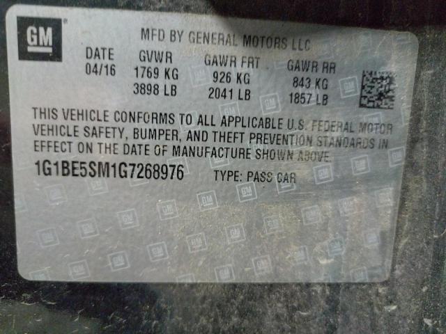 CHEVROLET CRUZE 2016 BLACK Photo 10