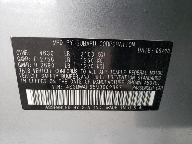 2021 SUBARU LEGACY PRE 4S3BWAF65M3002887