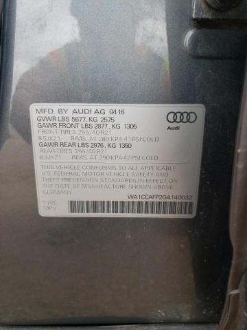 2016 AUDI SQ5 PREMIU WA1CCAFP2GA140032