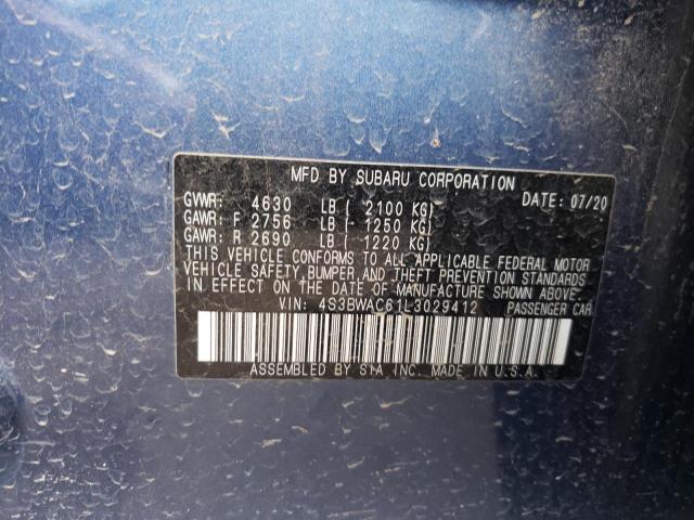 2020 SUBARU LEGACY PRE 4S3BWAC61L3029412