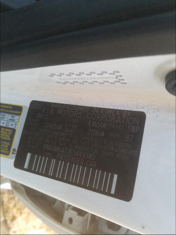 2014 KIA OPTIMA LX KNAGM4A72E5449340
