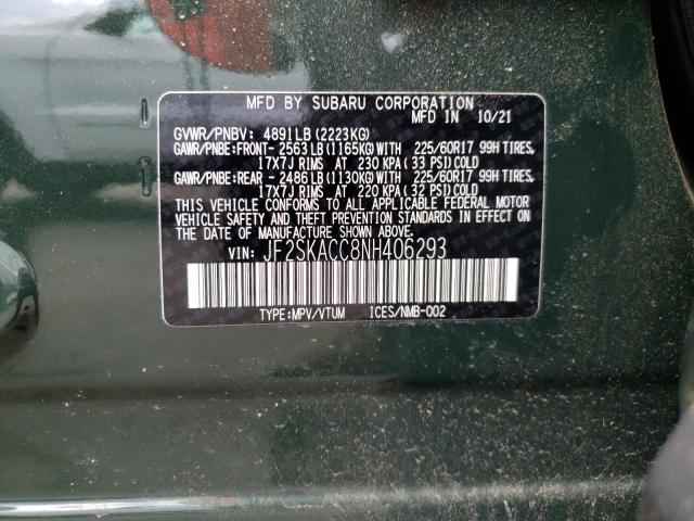2022 SUBARU FORESTER JF2SKACC8NH406293