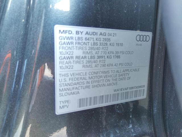 2021 AUDI Q8 PREMIUM WA1EVAF16MD039035