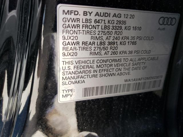 2021 AUDI Q8 PREMIUM WA1AVAF12MD023073